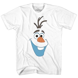 เสื้อยืดผ้าฝ้าย 100% พิมพ์ลาย Frozen Olaf Big Face Smiling Sports ของขวัญวันเกิด สําหรับผู้ชายS-5XL