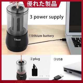 💢 Tihoo รหัส 8009 เครื่องเหลาดินสอไฟฟ้า ชาร์จ USB &amp; ใส่ถ่าน AA 1 ก้อน สำหรับ 6-8 mm Art Electric Pencil Sharpener