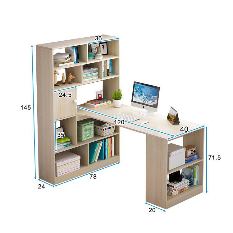 Factory Direct Sales Computer Desktop Desk Bookshelf Combination Simple Home Bedroom Corner Table Student Writing Desk à¸£à¸²à¸„à¸²à¸— à¸