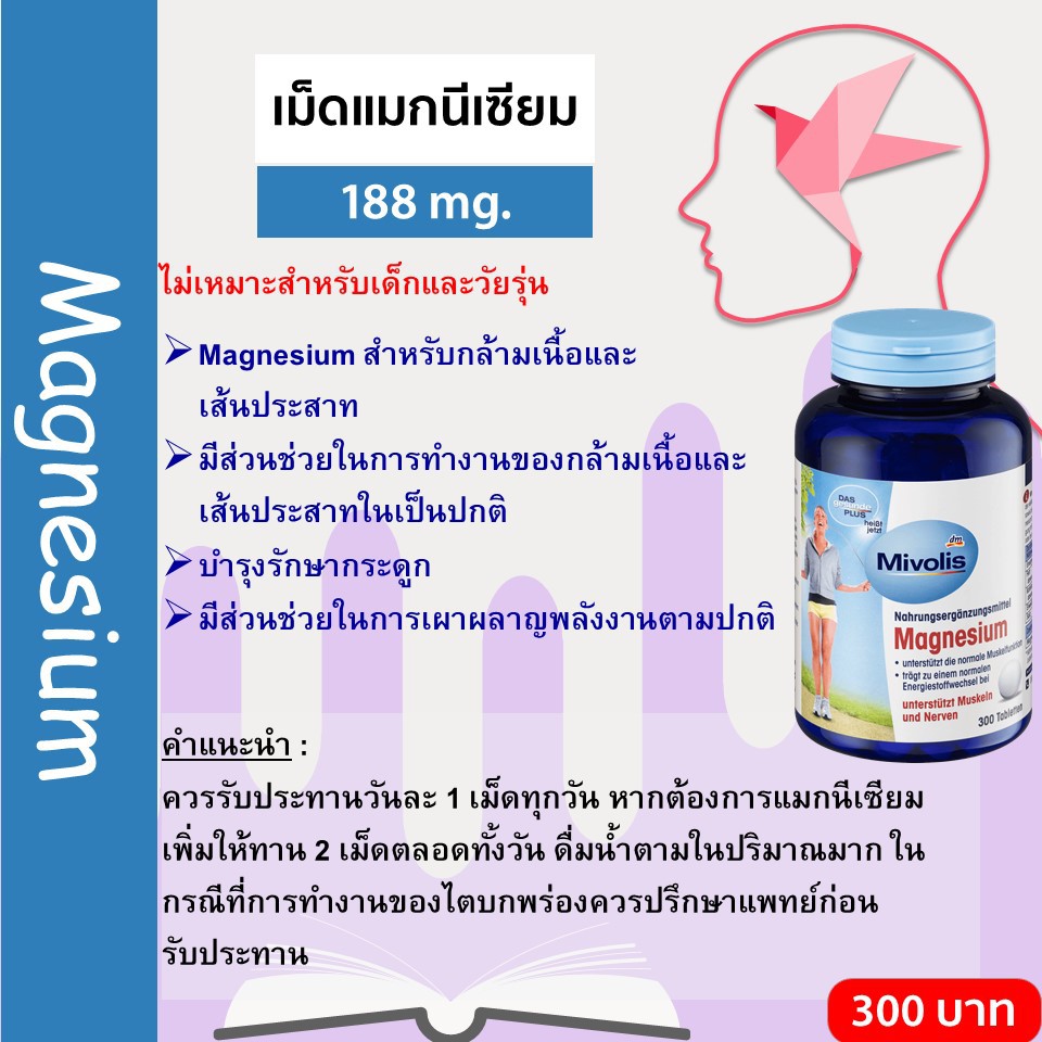 Das Gesunde Plus (Mivolis) Magnesium, 300 Tabletten ของแท้นำเข้าจากเยอรมัน