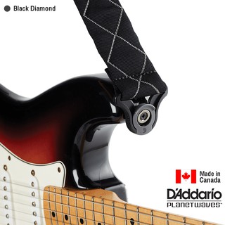 DAddario® Auto Lock Padded Strap สายสะพายกีตาร์ (Black Diamond Padded) ระบบล็อคหัวหมุดอัตโนมัติ ** Made in Canada **