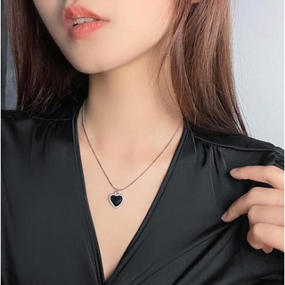 Tona สร้อยคอแฟชั่น จี้รูปหัวใจ สีดํา สําหรับผู้หญิง
