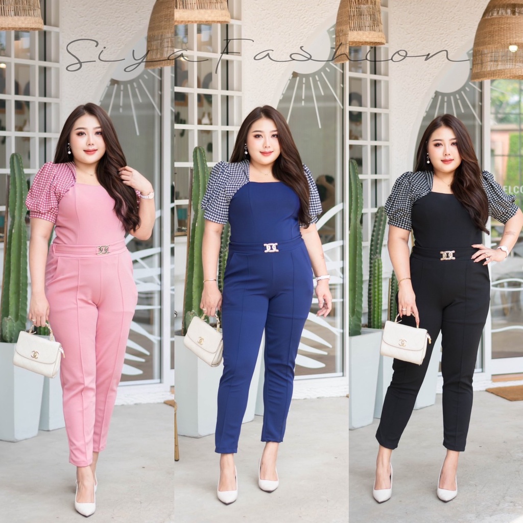 อวบเอิบStyle Plus - S12 ชุดเซตสาวอวบ 2 ชิ้น (เสื้อ+กางเกงขายาว) ผ้ายืด ทรงสวย ใส่สบาย ชุดทำงาน ออกงาน หรูๆ ดูดีมีสไตล์