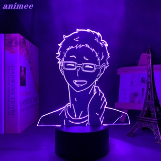 โคมไฟกลางคืน ลายการ์ตูนอนิเมะ Haikyuu Kei Tsukishima 3d สําหรับตกแต่งห้องนอนเด็ก