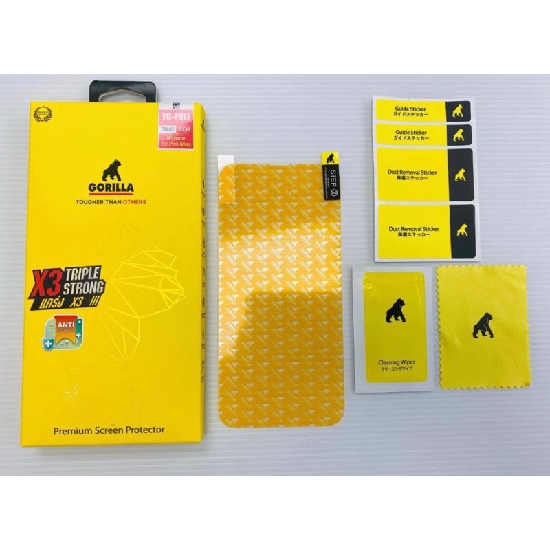 Gorilla กระจกใสเต็มจอกันจอแตก มีประกันเคลมได้ 1 ครั้ง iP13Promax, iP13Pro, iP13, iP13Mini, iP12ProMa
