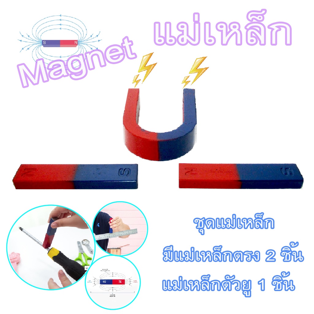 ชุดสื่อการเรียนเรื่องแม่เหล็ก แม่เหล็กตัวยู แม่เหล็กตัวตรง แม่เหล็กตัว I แม่เหล็กสำหรับห้องวิทยาศาสตร์