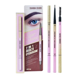 ดินสอเขียนคิ้ว คิ้วออโต้ SIVANNA COLORS (กล่องชมพู)​ 2IN1 Eyebrow ES8010 ซีเวนน่าคัลเลอร์ส เนื้อนุ่ม เขียนง่าย ติดทนนาน