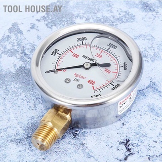 Tool House.ay Hydraulic Liquid Filled Fuel Pressure Gauge 0‑5000 PSI US Thread