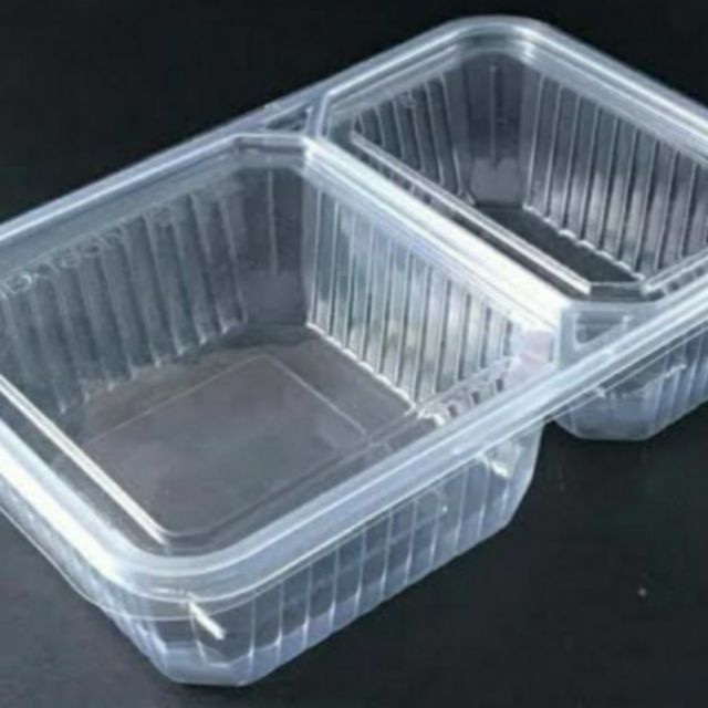 กล่องสำหรับใส่อาหาร (2ช่อง) สีขาว ฝาแบนเรียบ (2ช่อง)ขนาด650 ml.ใส่อาหารเดลิเวอรี่ สวยสะอาดแพคละ50ใบ 
