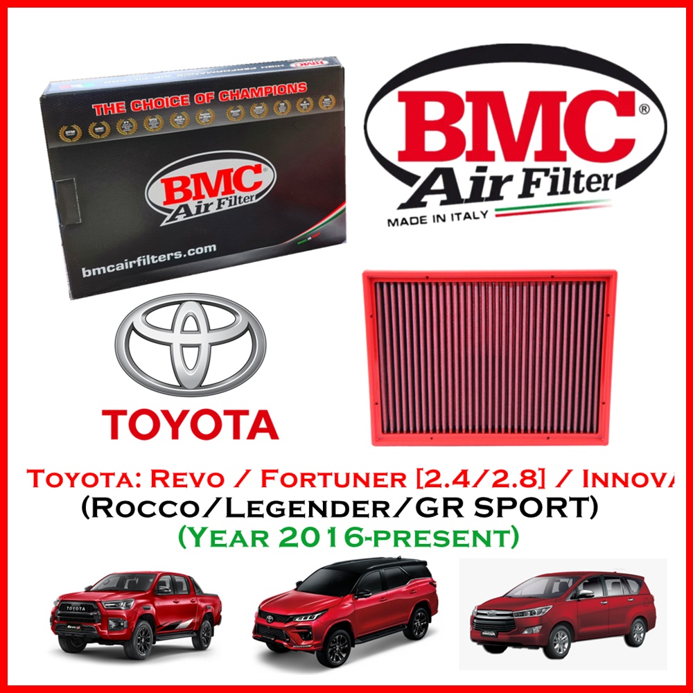 BMC Airfilters® (ITALY)🇮🇹 กรองอากาศแต่ง สำหรับ Toyota: Revo / Fortuner (2.4/2.8) Rocco / Legender / GR Sport Innova 2016