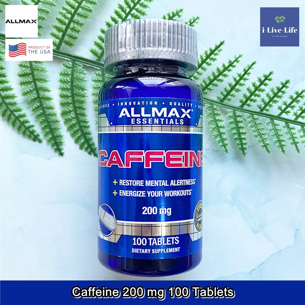 คาเฟอีนบริสุทธ์ Caffeine 200 mg 100 Tablets - ALLMAX Nutrition