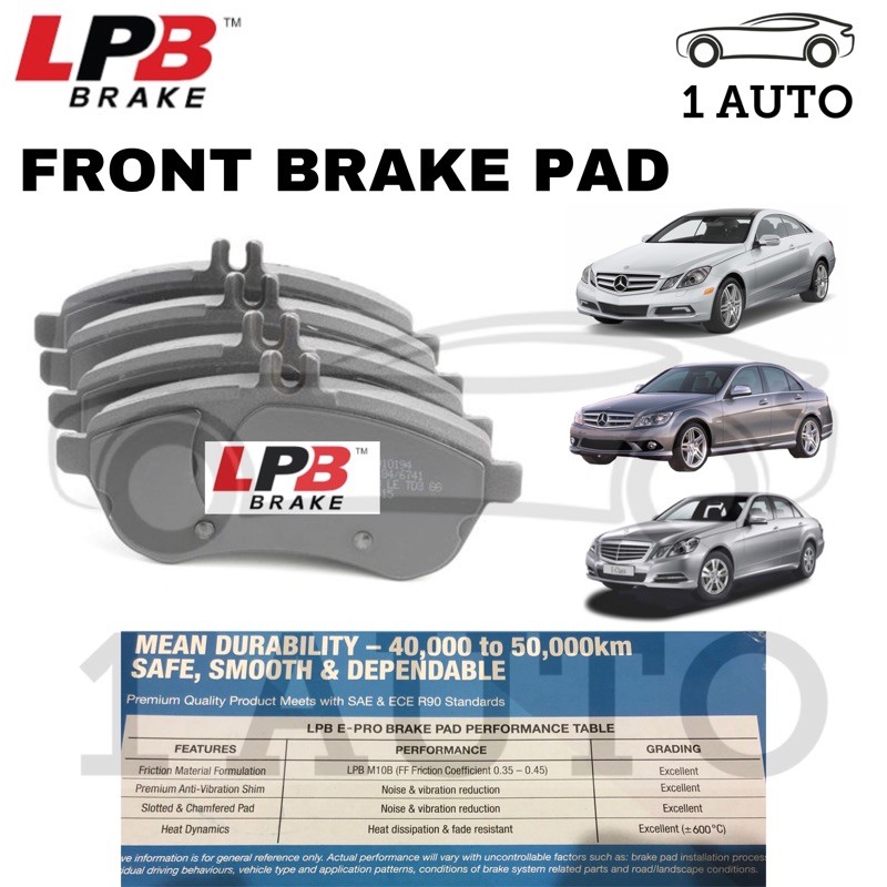 LPB E-PRO SEMI METALLIC ผ้าเบรคหน้า (DEPAN) W204 C180K C200K C180Cgi C200CGI C250CGI W212 E200 C250 