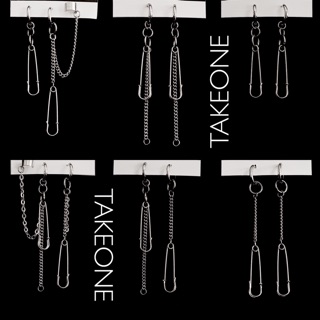 🛠TAKEONE ⛓handmade ต่างหูเข็มกลัดสแตน