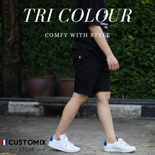 กางเกงขาสั้น ชีโน่ Customix แถบ แดงขาวน้ำเงิน [RWB] สีดำ