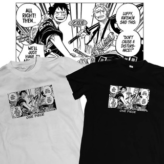 เสื้อยืดสีขาวเสื้อยืดแขนสั้นลําลอง ทรงหลวม พิมพ์ลายกราฟฟิค ONE PIECE Luffy Zoro ขนาดใหญ่ สําหรับผู้ชาย และผู้หญิง