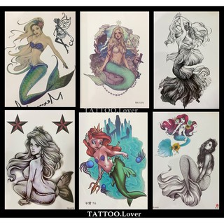 แทททูลายนางเงือก🧜‍♀สวยเหมือนสักจริง✨Tattoo Sticker สติ๊กเกอร์รอยสักปลอมชั่วคราวกันน้ำได้ ⭐️เก็บเงินปลายทางได้