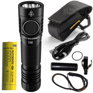 2020 Nitecore E4K 4400 Lumens กระชับ EDC ไฟฉาย 4xCREE ไฟฉาย LED XP-L2 V6 กับ NL2150HPR 5000mAh 21700 ชาร์จแบตเตอรี่