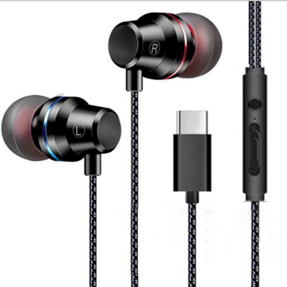 ซื้อ Usb Type C In Ear Earphones Wired Earbuds Noise Cancelling Stereo Earphones Heavy Bass 5973