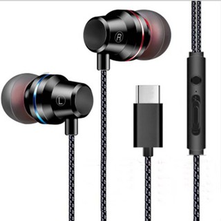 USB Type C In-Ear Earphones Wired earbuds noise cancelling stereo earphones heavy bass sound sport headset