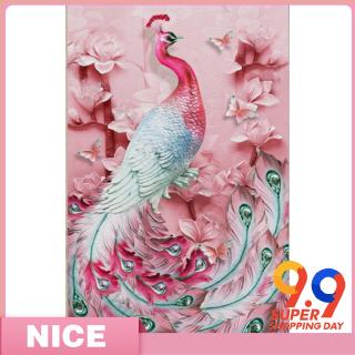 HB. 5D DIY Full Drill Diamond Painting Pink Peafowl Cross Stitch Embroidery Kit