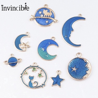 8 Pcs/ Set Creative Cartoon Star Moon Planet Modeling Alloy Pendant/ DIY Bracelet Earrings Making Craft Accessories