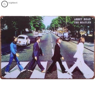 แผ่นป้ายโลหะดีบุก ลาย Abbey Road The Beatles สไตล์วินเทจ สําหรับบาร์ ผับ คลับ