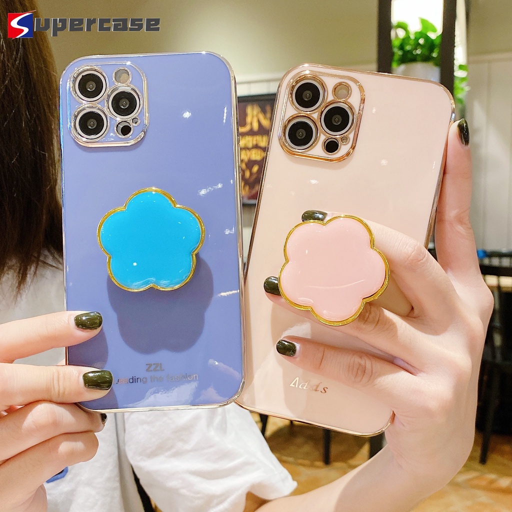 Camellia Holder Huawei P40 P30 Pro P20 Lite Casing Cute 6D Plating ...