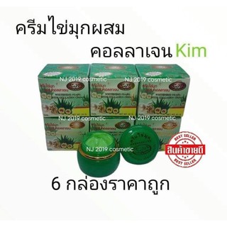 KIM ครีมไข่มุกผสมคอลลาเจน สกัดอโลเวร่า #สีเขียว# ขนาด 20 กรัม ( 6 กล่อง)