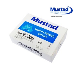 เบ็ด Mustad 20008 เบ็ดประมงก้านยาว สีเงิน หน้าบิด มีห่วง