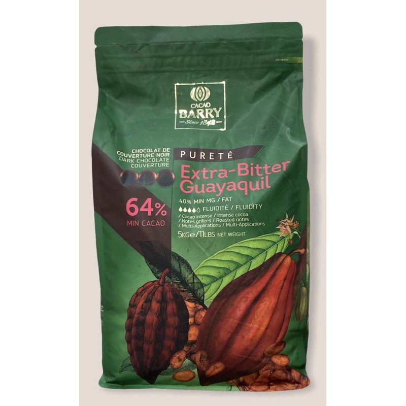 **ไม่รับคืน/เคลมทุกกรณี**  Barry Dark Chocolate Extra-Bitter Guayaquil 64% 5kg (อ่านรายละเอียดก่อนสั่ง)