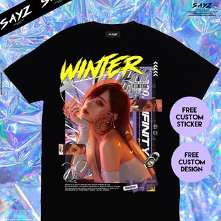 เสื้อยืดผ้าฝ้ายKaos Winter Aespa Custom Kaos Kpop By Sayzstreetwear ผู้ชาย T เสื้อผู้หญิงKPOP พิมพ์ เสื้อยืดแขนสั้นสไตล์