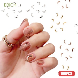 Erich เครื่องประดับ พลอยเทียม รูปดวงจันทร์ สีเงิน สีโรสโกลด์ สไตล์เกาหลี และญี่ปุ่น สําหรับตกแต่งเล็บ DIY