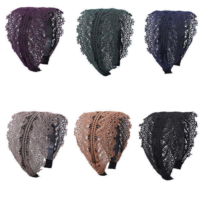 ใหม่ ที่คาดผมตาข่ายลูกไม้ ย้อนยุค / ที่คาดผมปีกกว้าง เรียบง่าย สําหรับผู้หญิง / ที่คาดผมหรูหรา / เครื่องประดับผม - รูปที่ 7