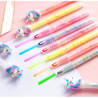 Unicorn Story ปากกาไฮไลท์ ปากกาไฮไลท์สีพาสเทล ปากกาเน้นข้อความ เครื่องเขียนน่ารัก น่ารัก ยูนิคอร์น Marker [6สี พร้อมส่ง]