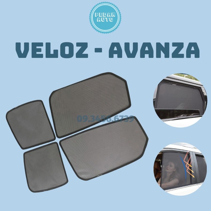 Magnetic Sun Shades สําหรับ Toyota Veloz, Avanza 2022 2023 มีความหนา, รูปแบบรถมาตรฐาน, แม่เหล็กแรงสูง
