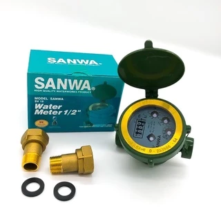 SANWA มิเตอร์น้ำ มาตรวัดน้ำ Water Meter รุ่น SV 15 ขนาด 1/2 นิ้ว สีเขียว คุ้มค่า ราคาถูก คุณภาพดี!!!