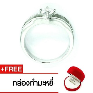 Royal Crown Jewelry Stainless Steel 316L แหวนประดับเพชร CZ ขาว อย่างดี รุ่น The best 3017 (สี Silver)