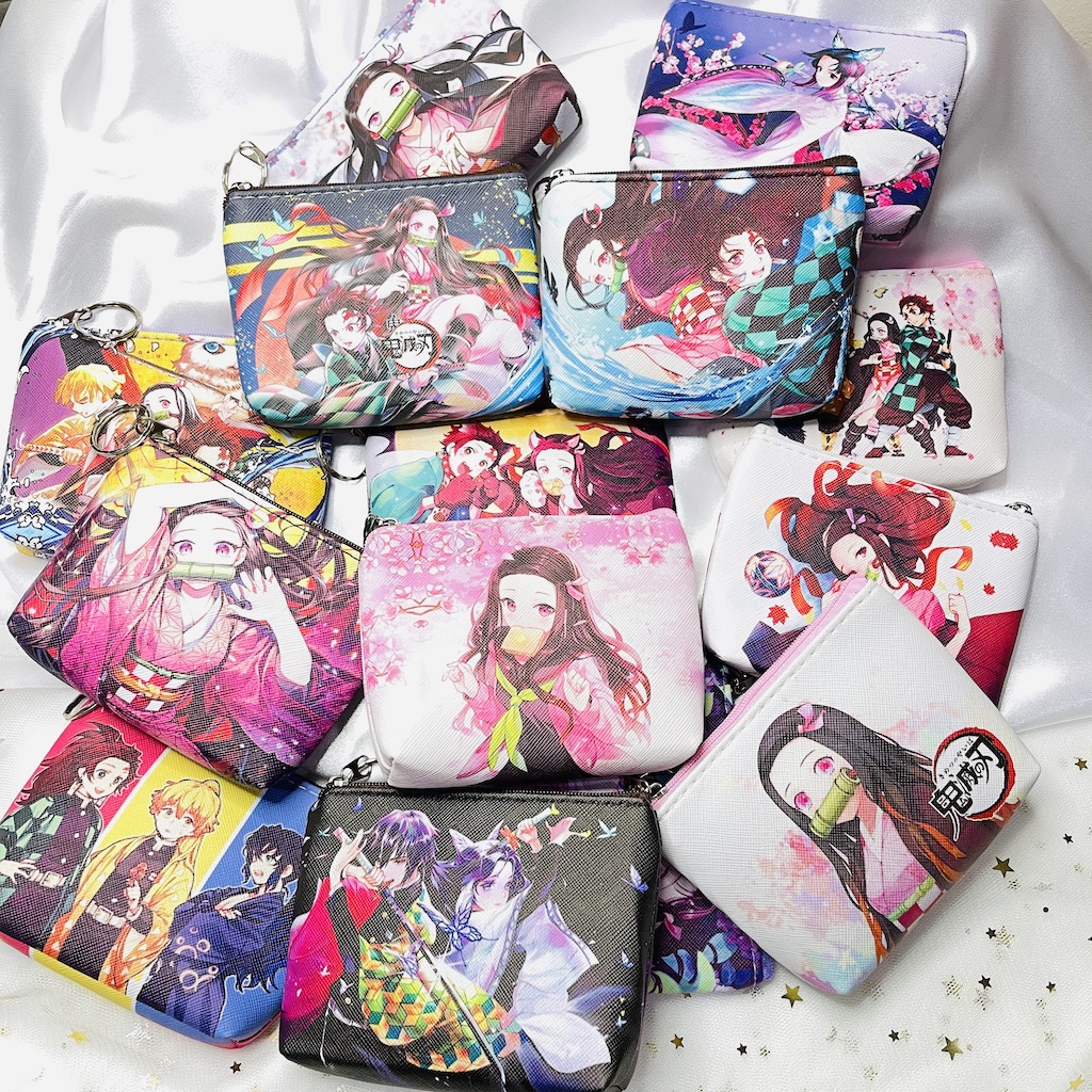กระเป๋าใส่เหรียญ ดาบพิฆาตอสูร  Demon Slayer: Kimetsu no Yaiba กระเป๋าใส่เหรียญอะนิเมะ  12*9*2.5cm การ์ตูน กระเป๋าใส่เหรี