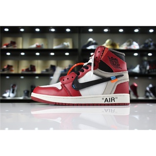 ❀☸Off White Ready Stock NIKE Air Jordan 1 White AJ1 For Men Women รองเท้าบาสเก็ตบอล high top OW Sports