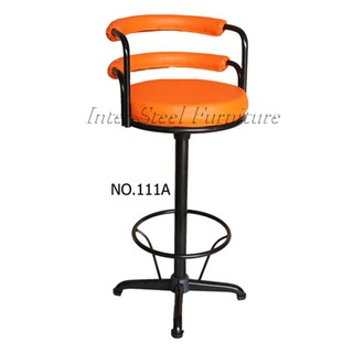 Inter Steel เก้าอี้บาร์มีพนักพิง-เบาะหมุน รุ่น Bar Chair111A/Blaโครงดำ