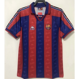 เสื้อกีฬาแขนสั้น ลายทีมชาติฟุตบอล Barcelona 96 97 ชุดเหย้า AAA คุณภาพสูง สไตล์เรโทร