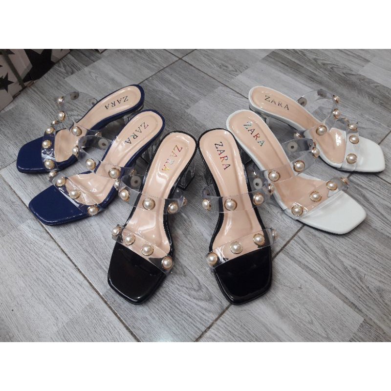 Kakikushoes21 - ใหม่ผู้หญิง& 39;S SANDALS PARTY BLOK HEELS GLASS RIGHTS 7 ซม. SOFT JELLY STRAP TRANS