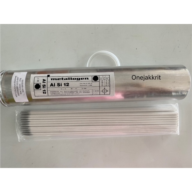 ลวดเชื่อมอลูมิเนียมไฟฟ้า Metallogen ขนาด3.2มม. แบ่งขายเส้นละ24บาท