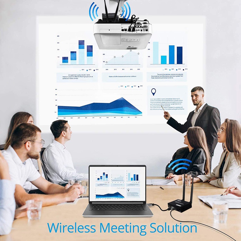 Wireless HDMI Extender 200M เครื่องส่งสัญญาณวิดีโอจอแสดงผลสําหรับตัวรับสัญญาณสําหรับกล่องทีวีแล็ปท็อปพีซีไปยังโปรเจคเตอร์