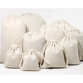 ถุงผ้าดิบ (ใบละ3.9฿)(1แพ็ค/10ใบ) ถุงหูรูดผ้าดิบ ถุงผ้าหูรูด ถุงหูรูด ถุงผ้าดิบหูรูด ใส่เครื่องประดับ ของชำร่วย ราคาส่ง