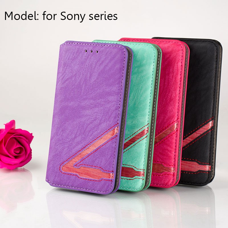Sony Xperia X case XA XA1 XA2 Z5 XZ Premium XZ1 Compact XZ2 XZ3 cover Wallet Fashion design
