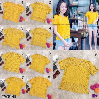 TwinsShopVip💗พร้อมส่ง TW6145 เสื้อลูกไม้ลายดอก floral lace blouse