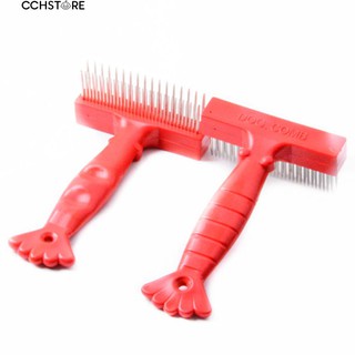 สเตนเลสสตีลหมุด Double Rows แปรง Slicker Cat Dog Rake Grooming Comb