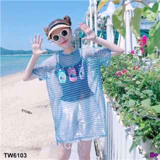 Set  2 ชิ้น เสื้อซีทรูสกรีนรูปกระป๋อง+เสื้อสายเดี่ยว ทรงโอเวอร์ไซร์