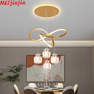 Meijiajia โคมไฟระย้าร้านอาหาร สี่โมเดิร์น มินิมอล ห้องรับประทานอาหาร สร้างสรรค์ LED โคมไฟตั้งโต๊ะ โคมไฟระย้า ร้านค้า